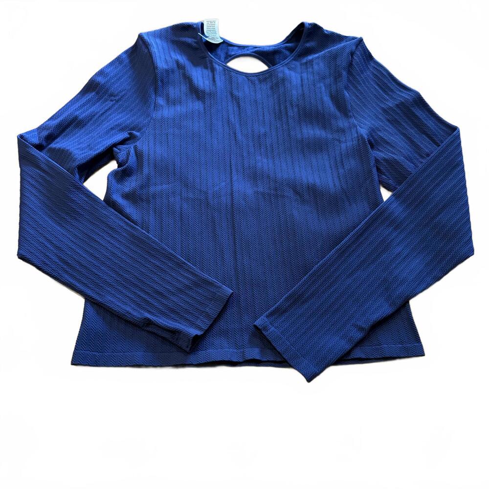 Victoria's Secret PINK Navy Blue Long Sleeve Athleisure Top XXL Stretch Comfort